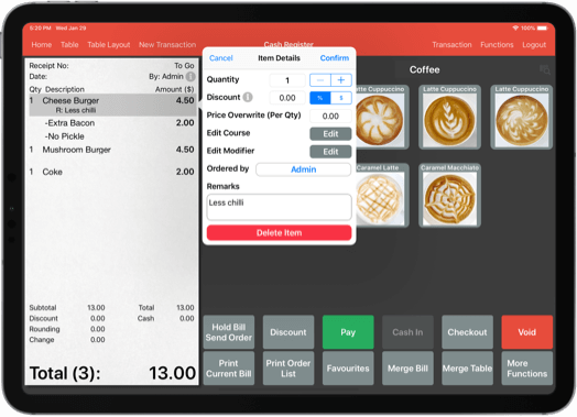 MobiPOS with order details