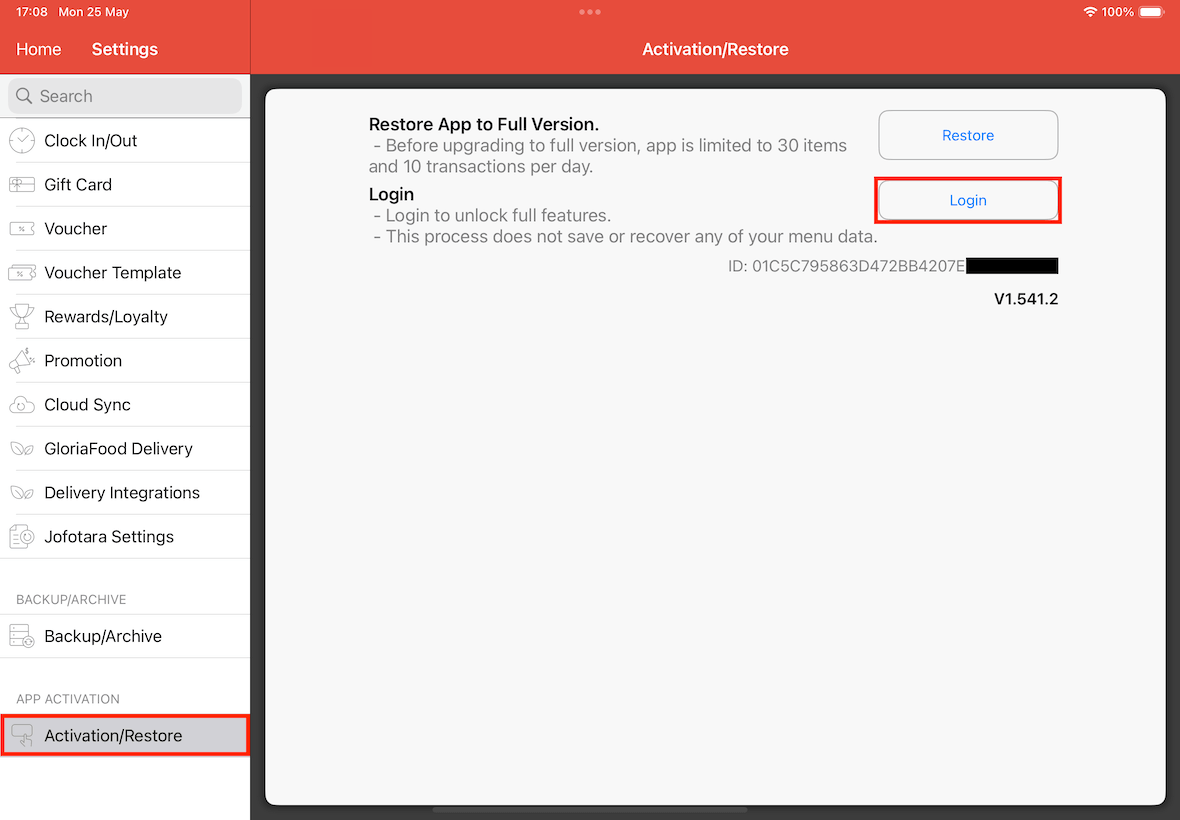 activation or restore page
