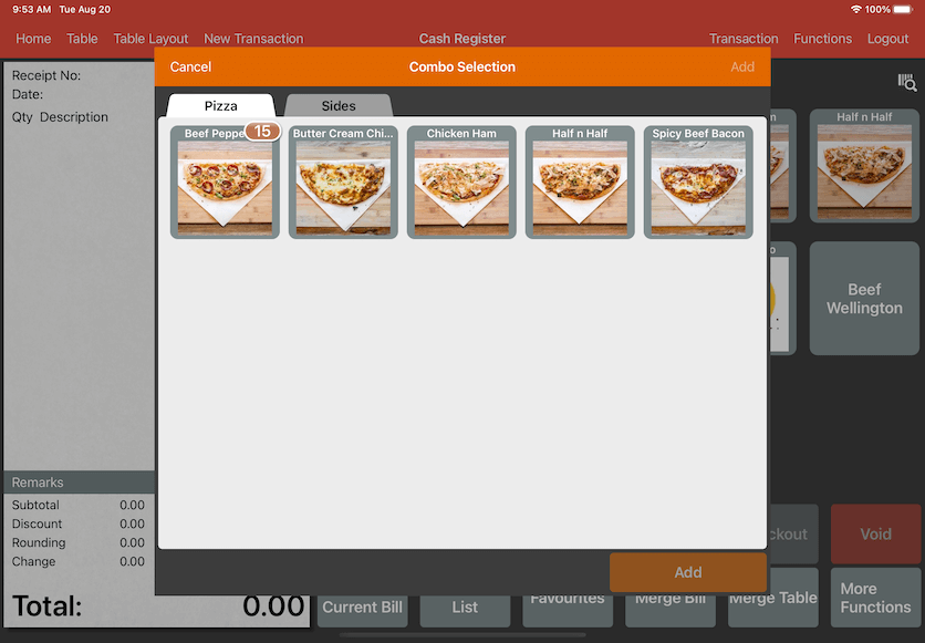 pos system ordering combo meal