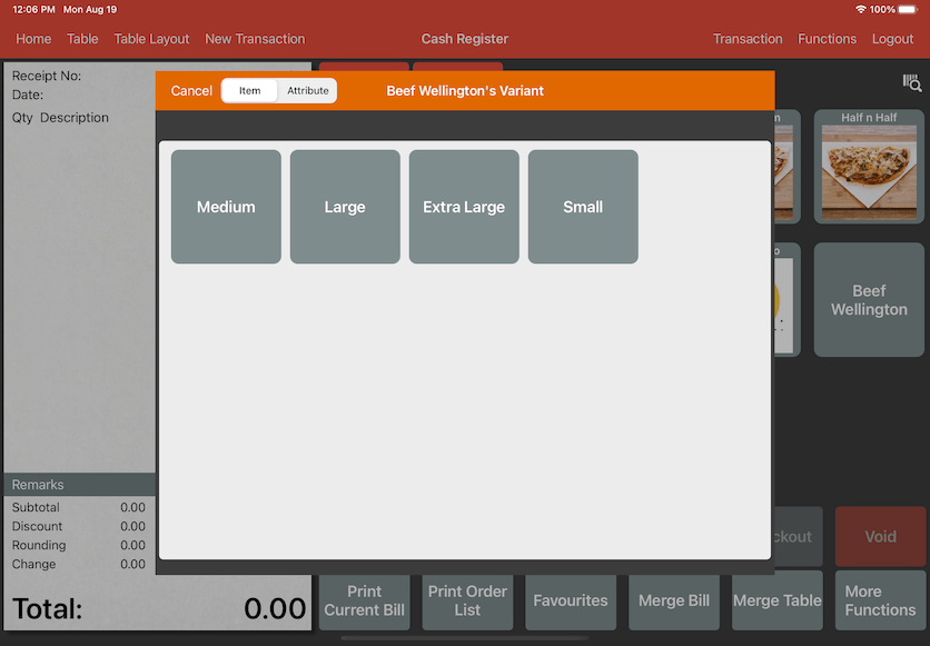 pos system example variant settings