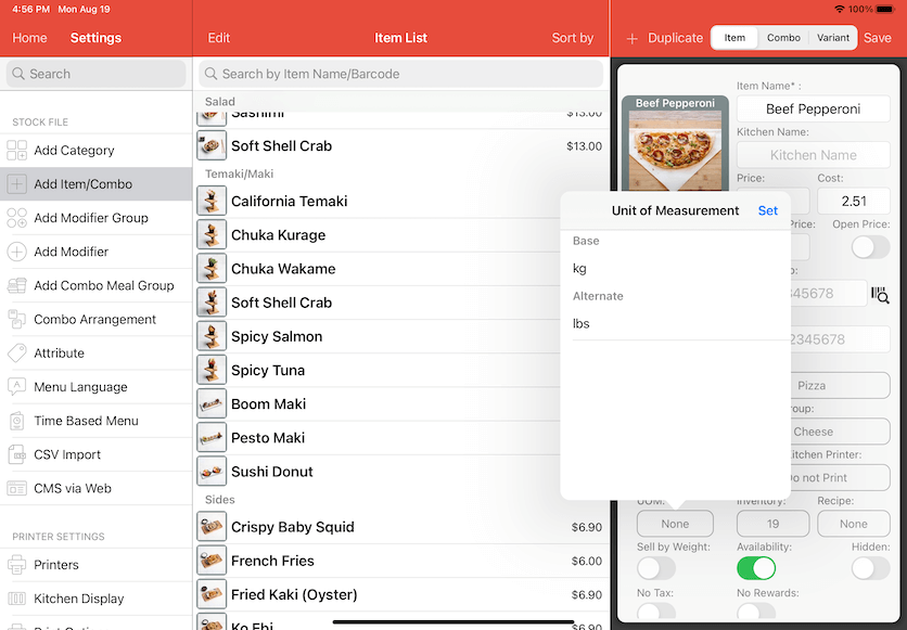 mobipos sell by weight setup