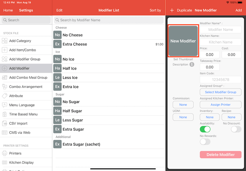 pos system add modifier photo