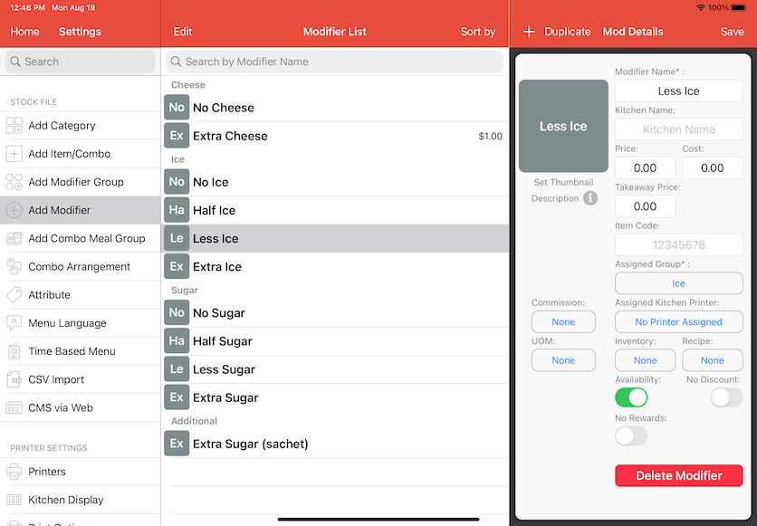 pos system add modifier