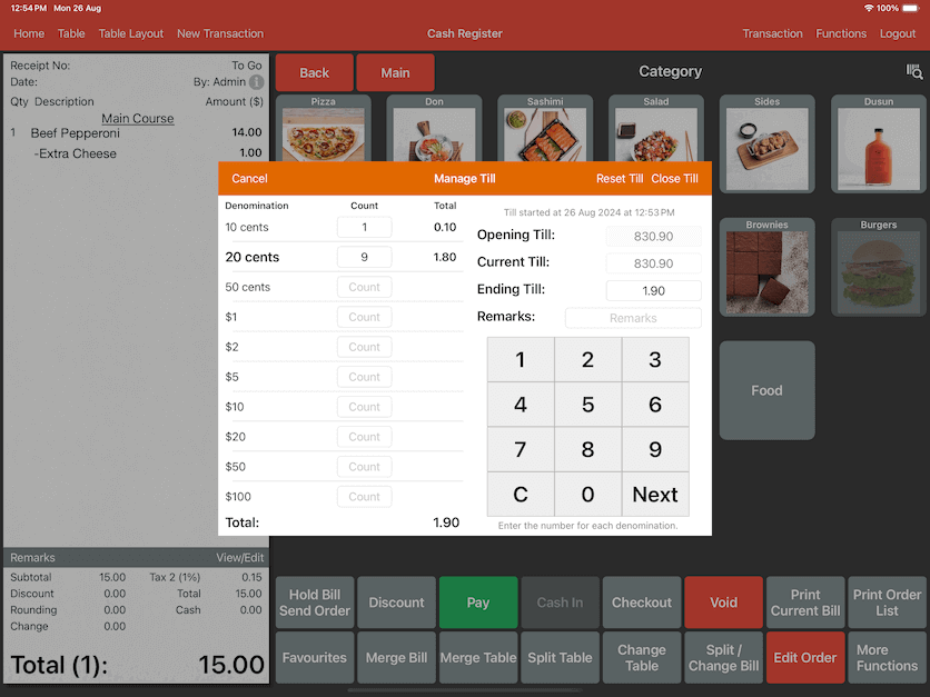 pos system denomination guide settings