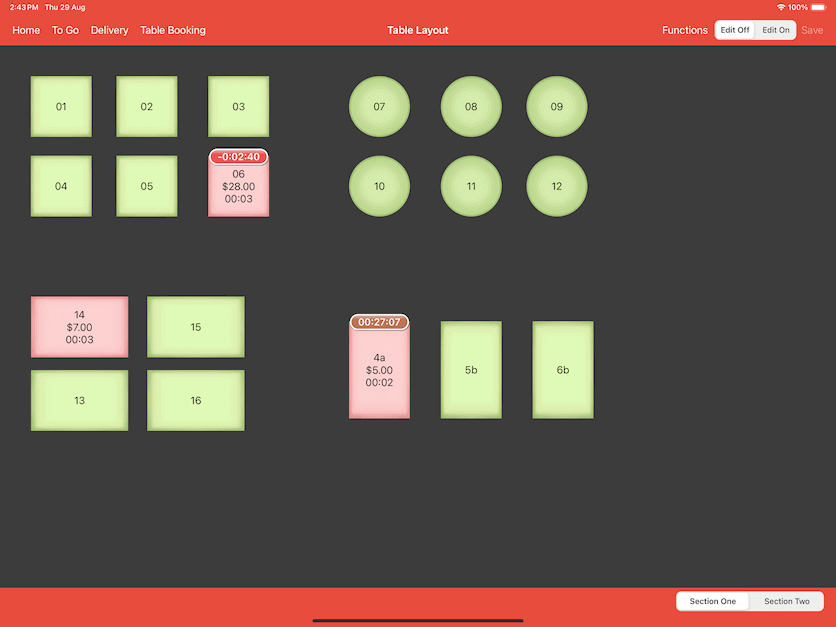 pos system table layout timer settings