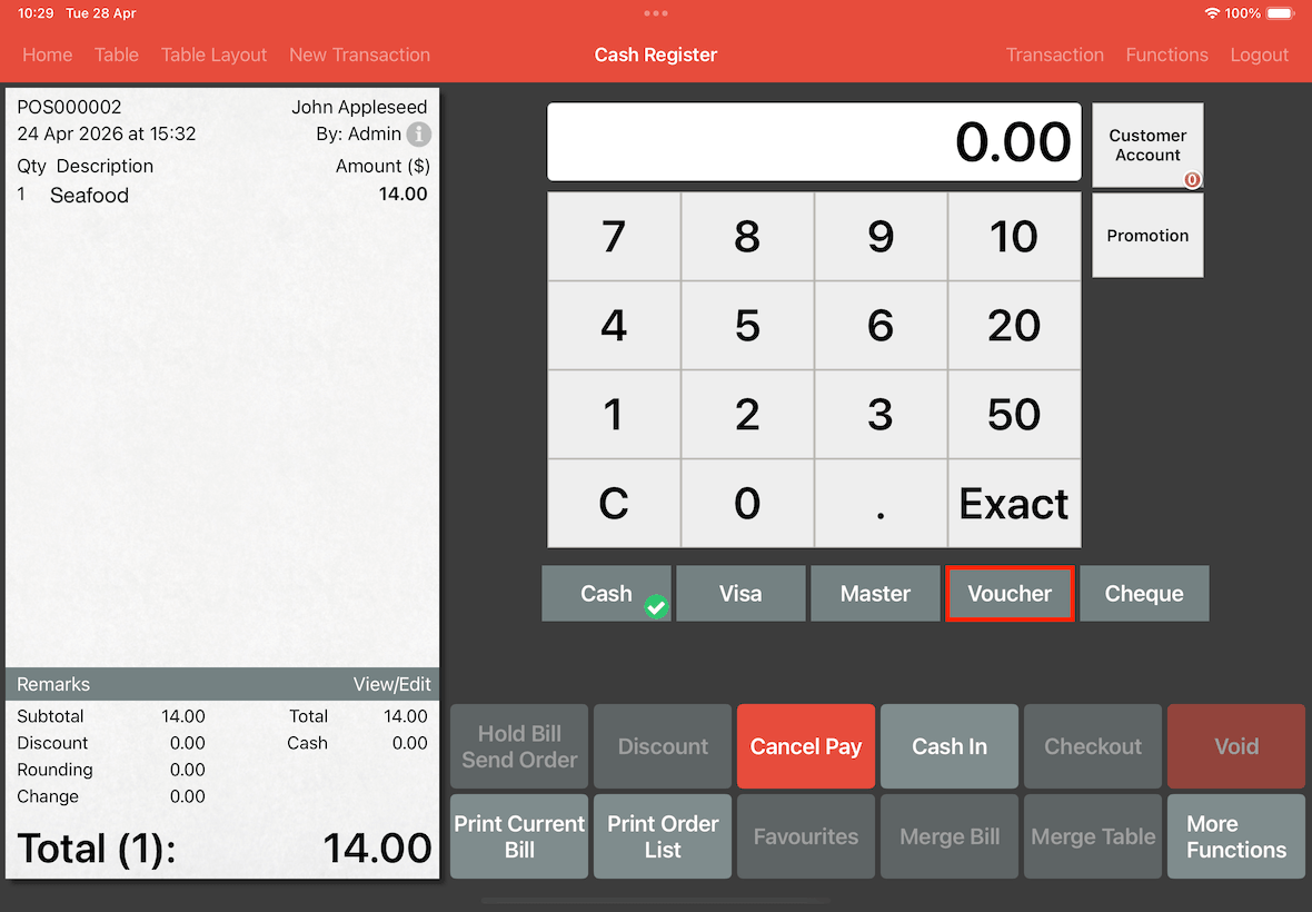cash register voucher