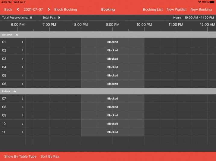 updated booking block time timeline