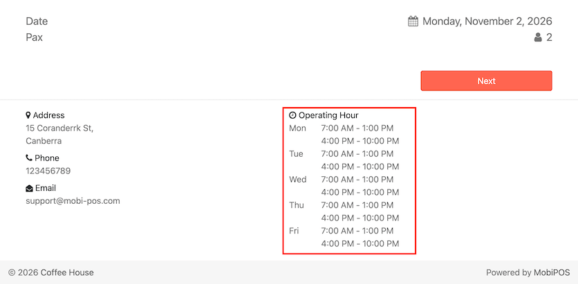booking default time