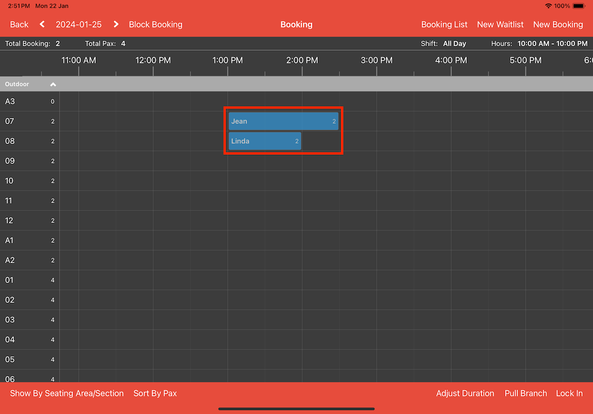 mobi-pos booking from ipad