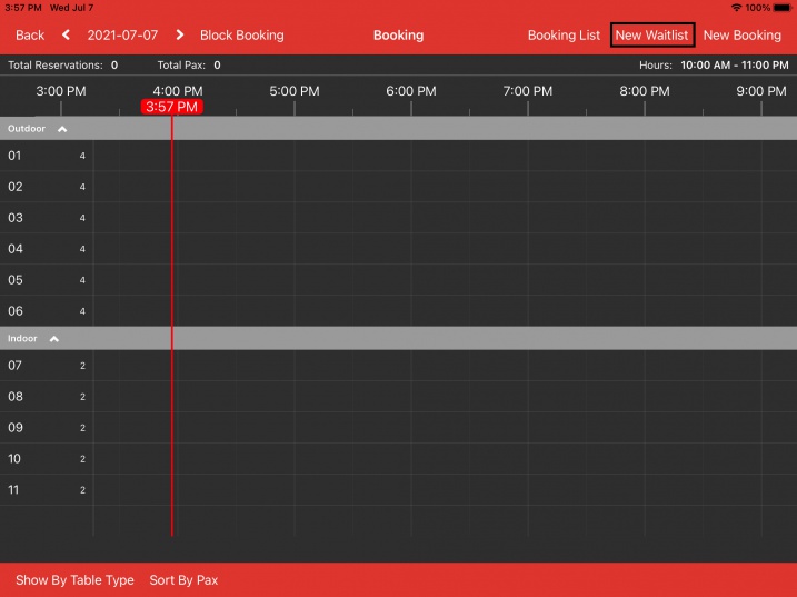 reservation timeline click waitlist