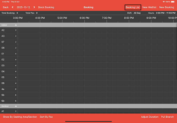 mobipos ipad booking page