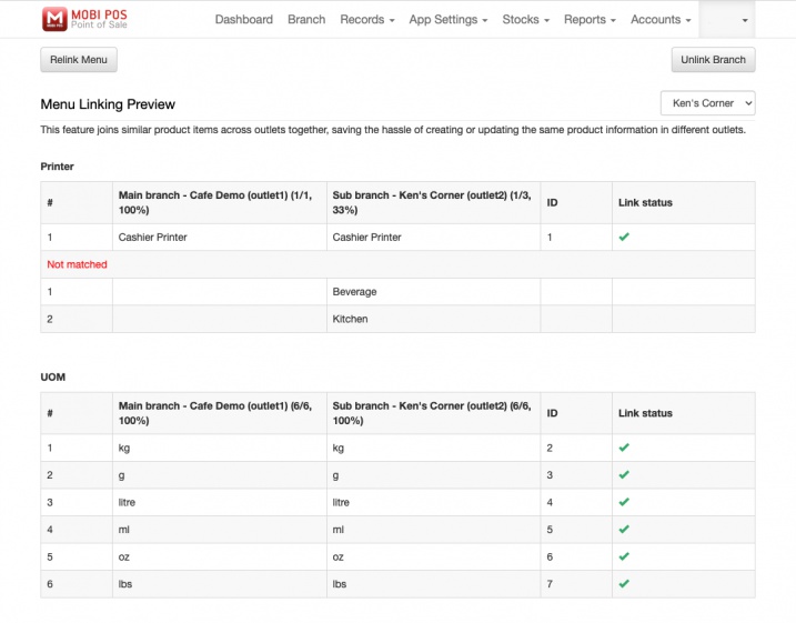 mobi pos menu linking preview