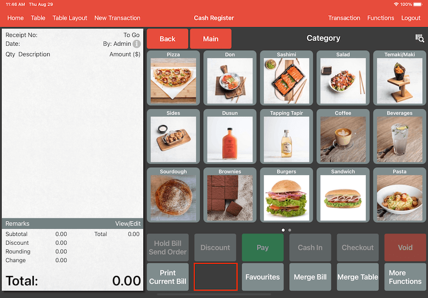 pos system button layout switched off settings