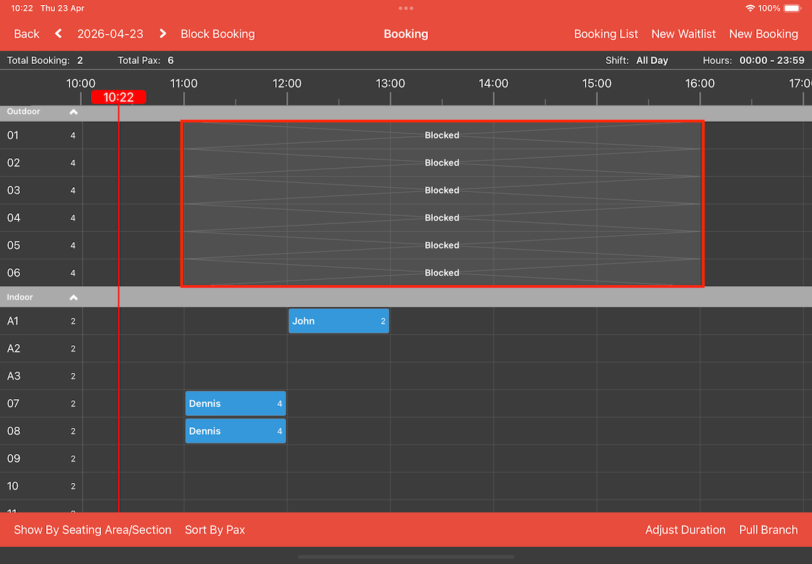 blocked timetable