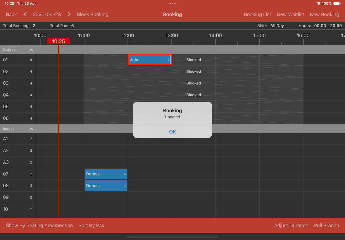 booking updated prompt