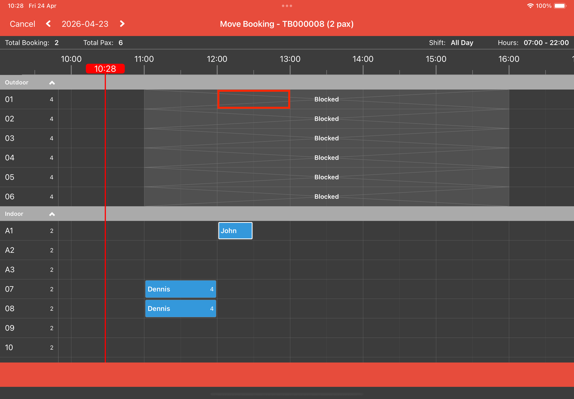 move booking mode