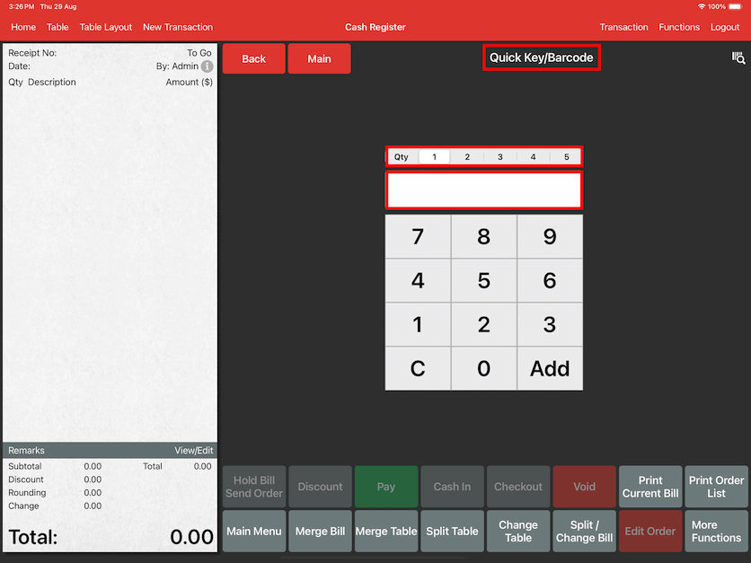 pos system key quick ordering