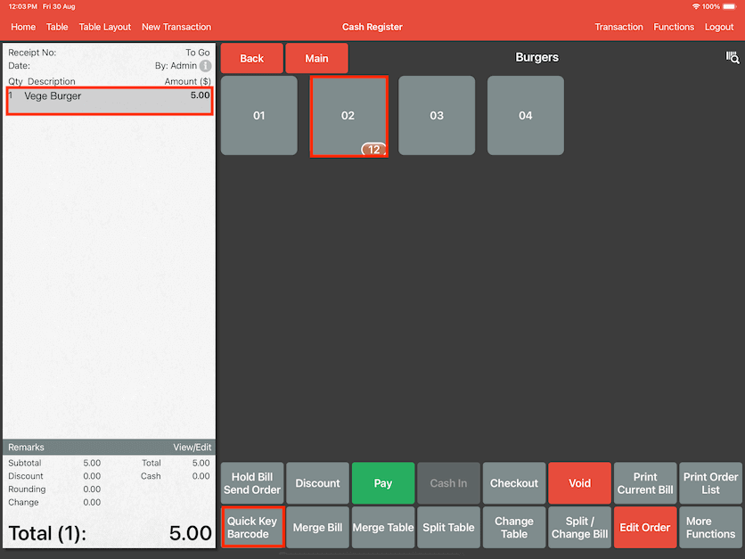 pos system key quick ordering