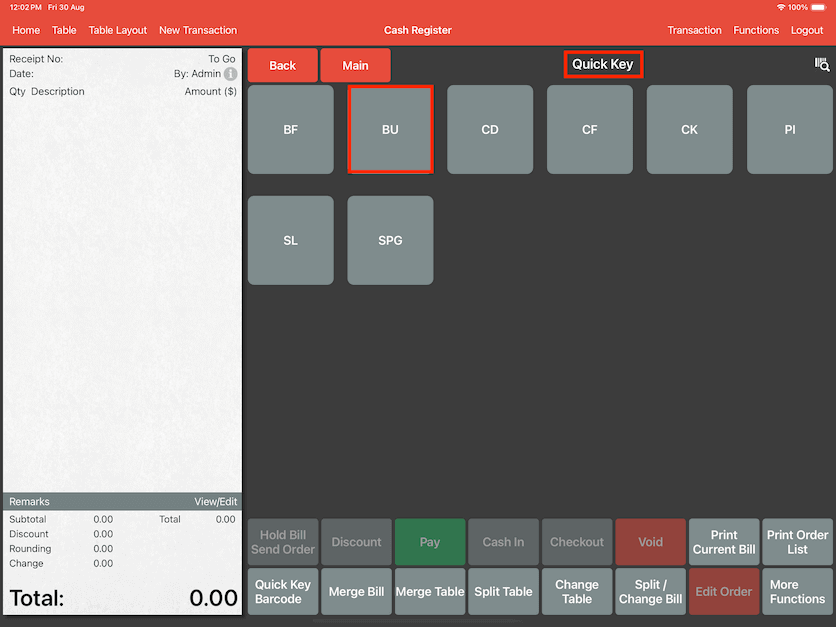 pos system key quick ordering