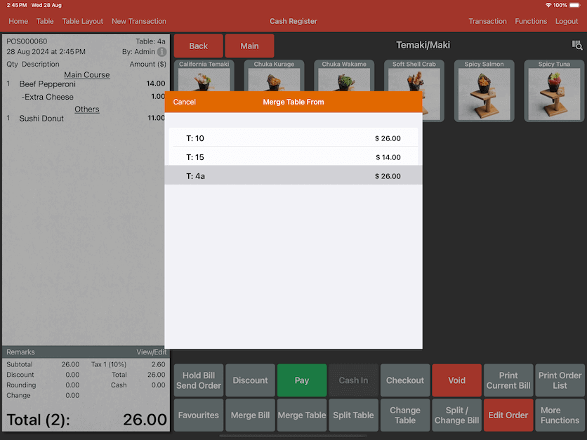 pos system merge table