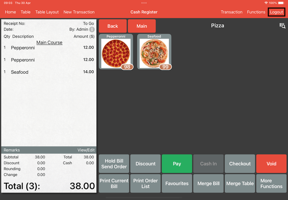 added bill logout button