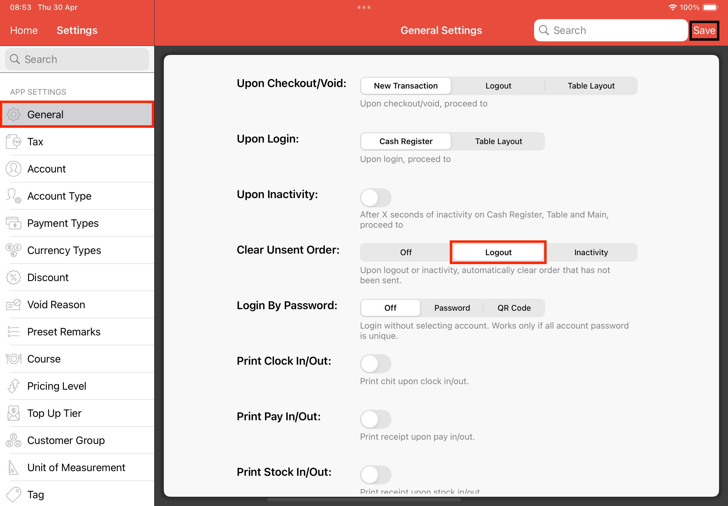 clear unsent order logout
