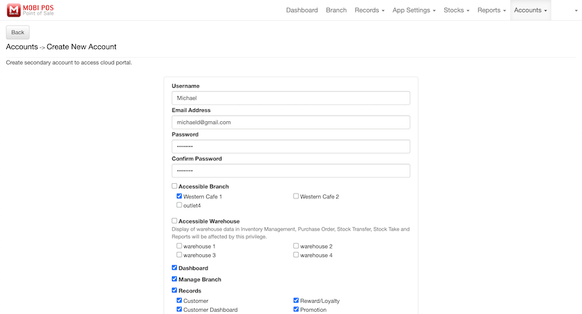 mobipos cloudsync accounts creating new account