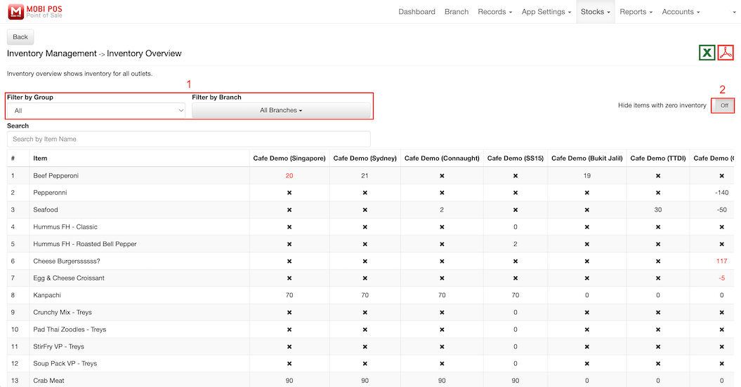 pos system inventory management inventory overview setting page