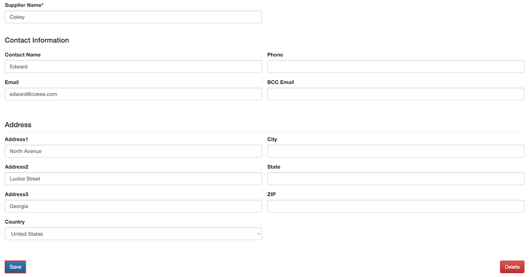 pos system supplier info settings