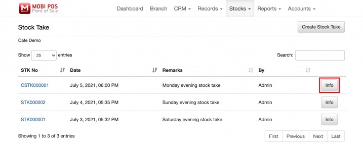 mobipos cloudsync stock take past records