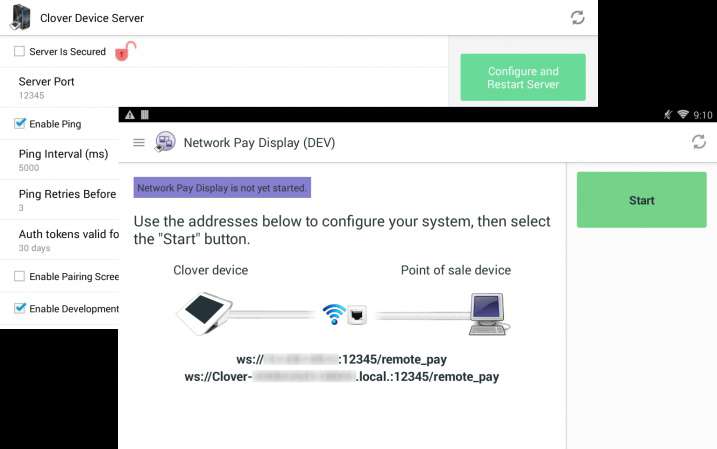 clover terminal network pay display setting page