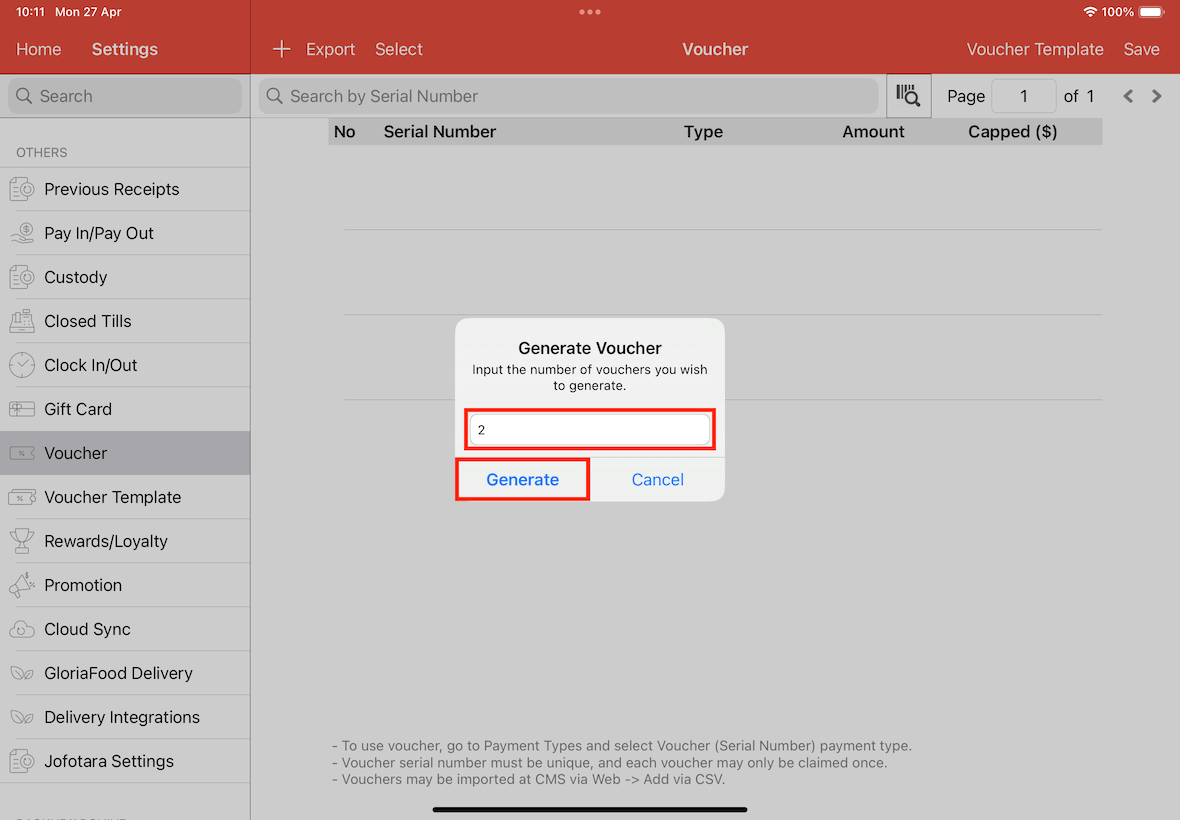 voucher template alert
