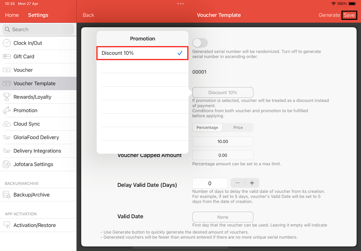 voucher template popup