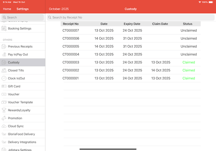 mobipos ipad custody setting