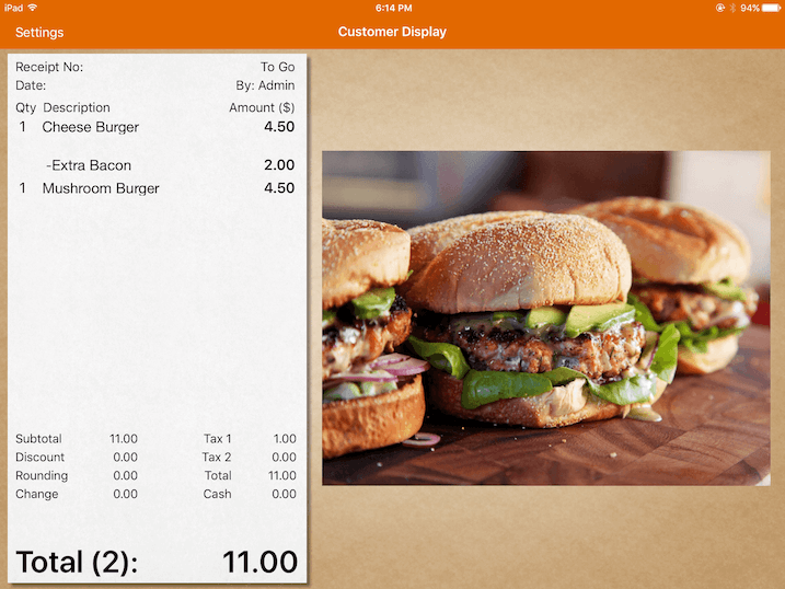 ipad customer display bill