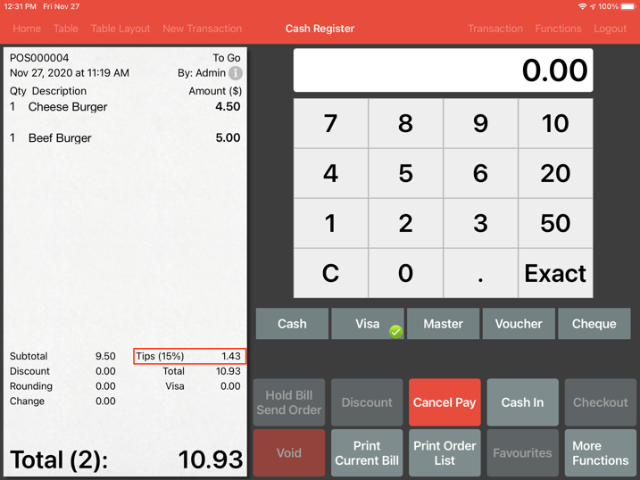 mobipos customer display prompt tips