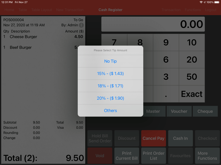 mobipos customer display prompt tips