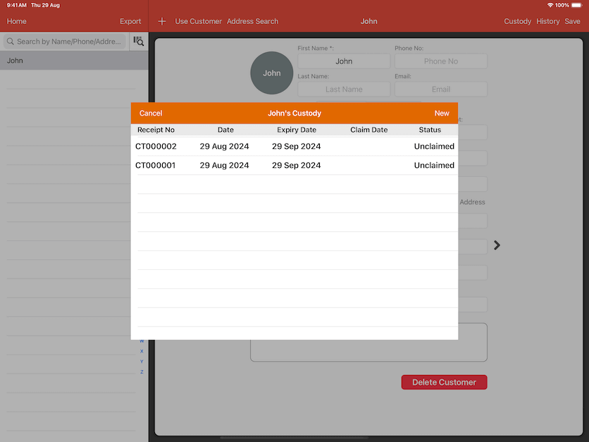 pos system custody list