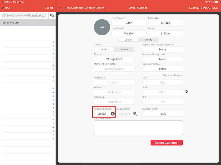 pos system customer top up checkout balance