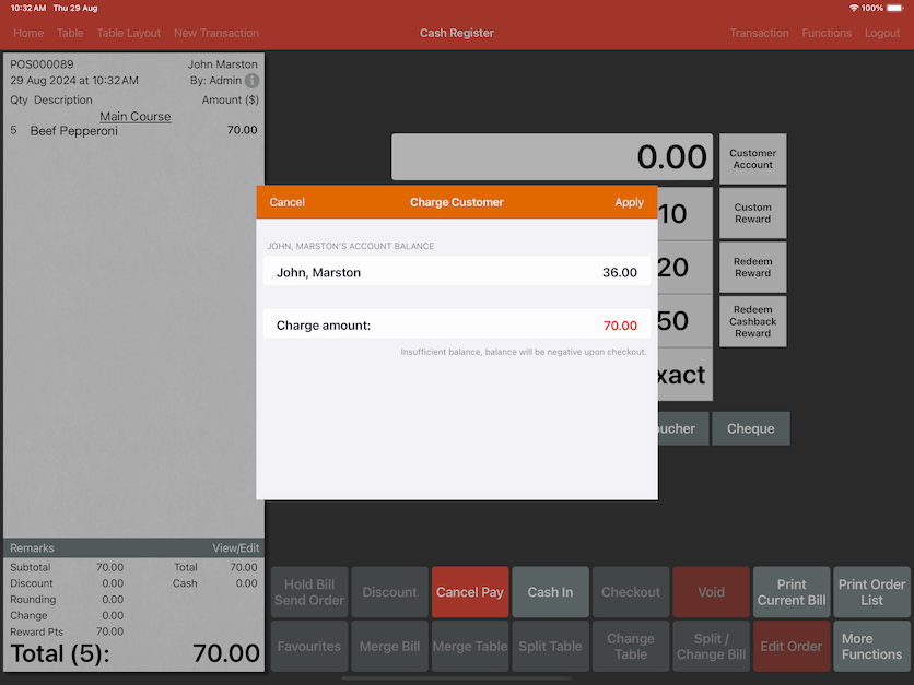 pos system credit limit on attempt to pay