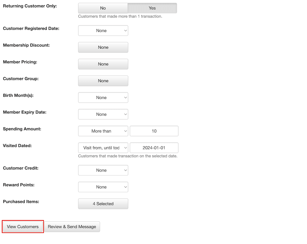 mobi-pos view customer