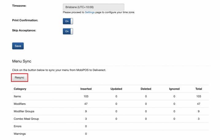 mobipos deliverect sync menu integration