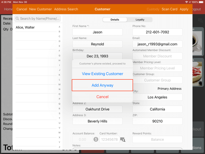 mobipos customer exist edit