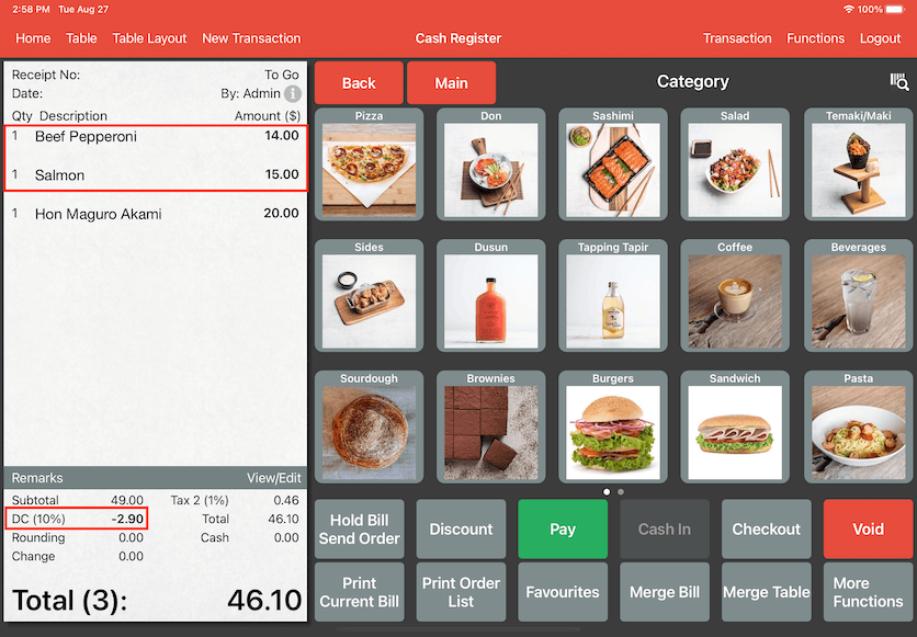 pos system discount automated preset applied