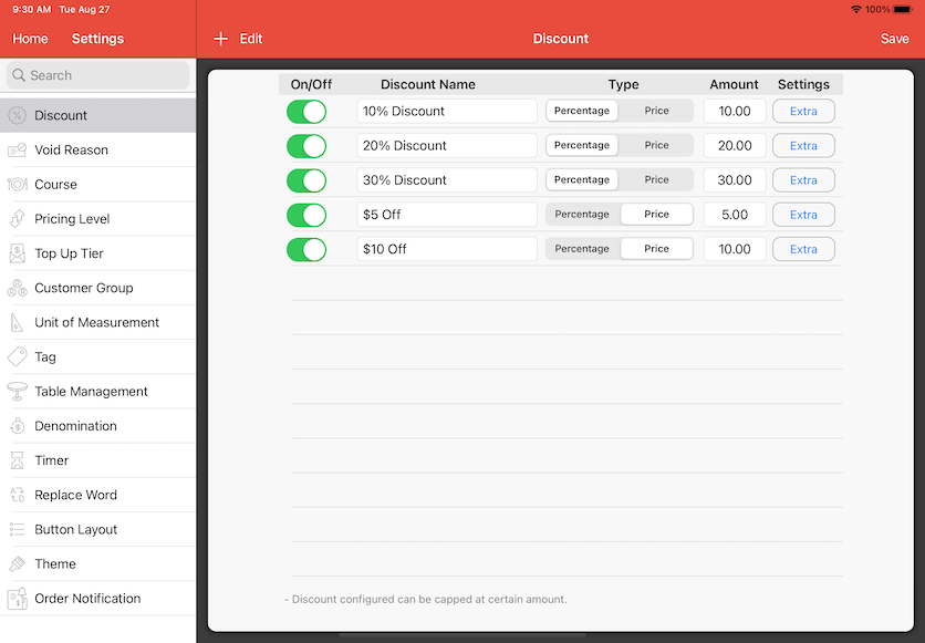 pos system discount types