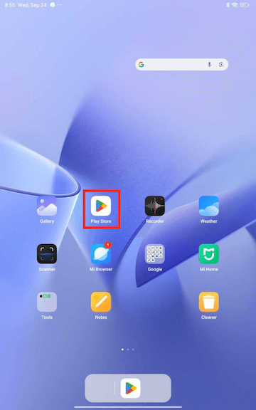 mobipos home screen with play store app