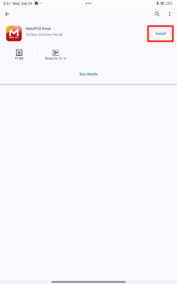 mobipos tap on install button