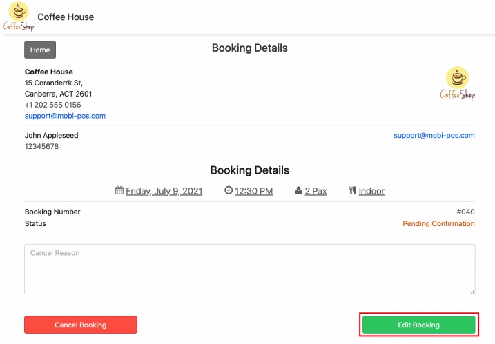 booking reservation details