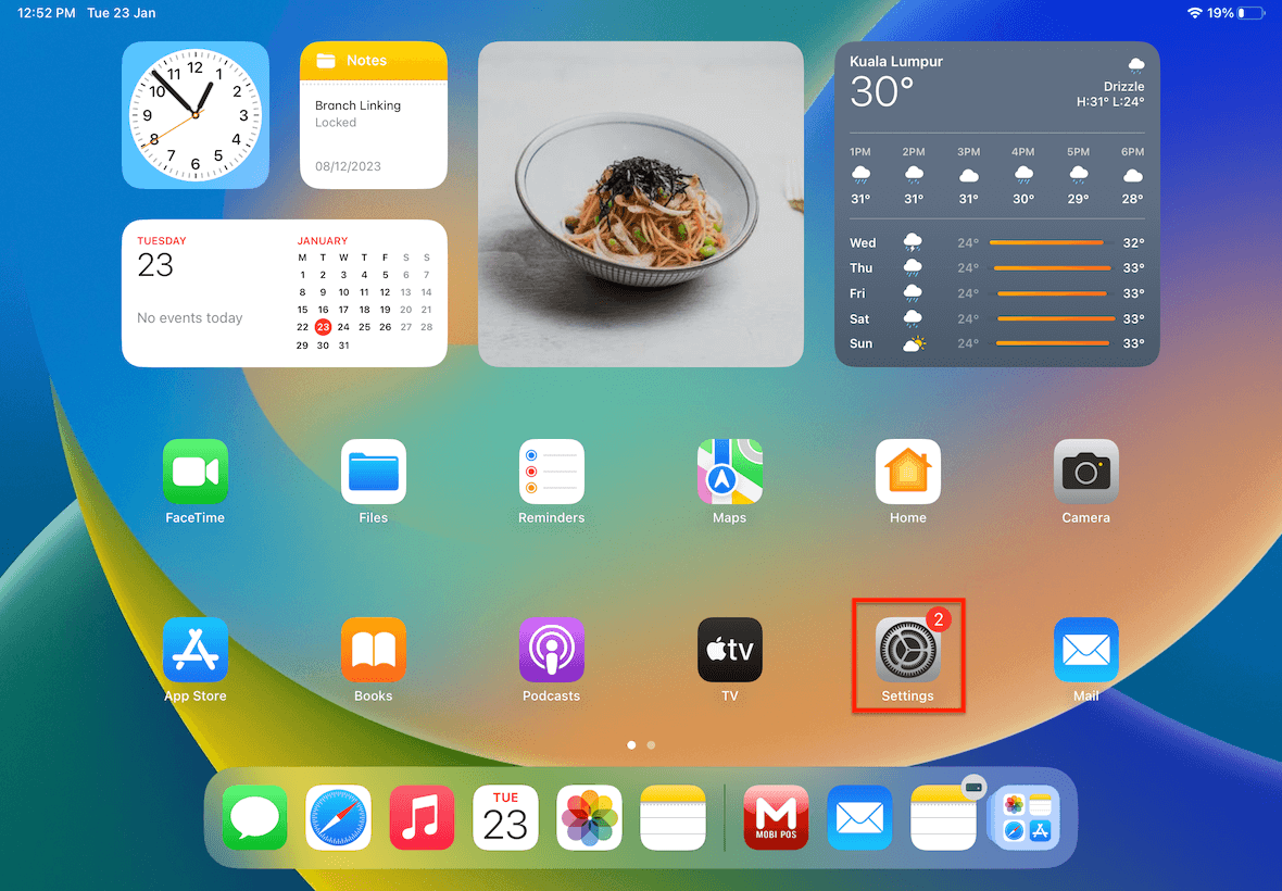 ipad settings