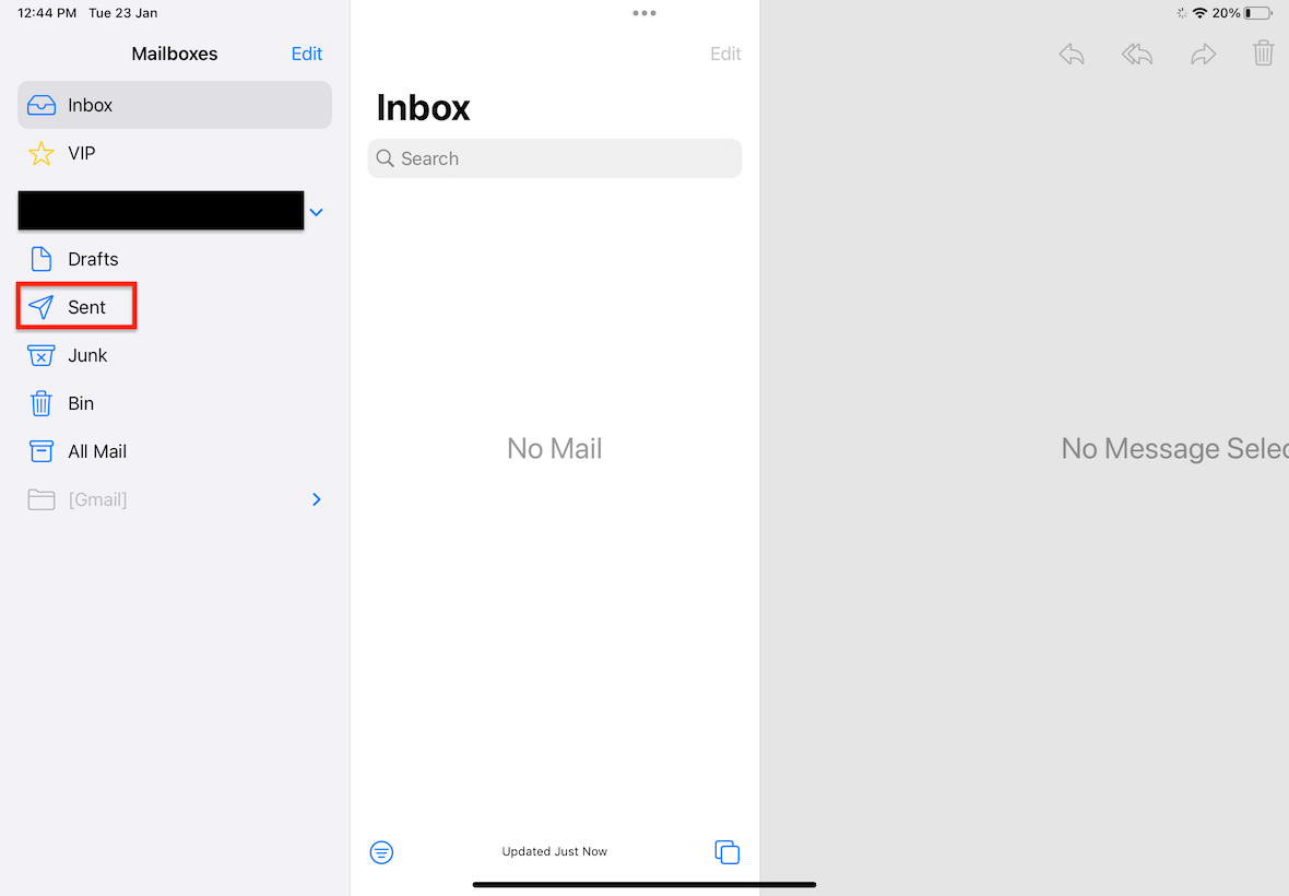 ipad sent mails